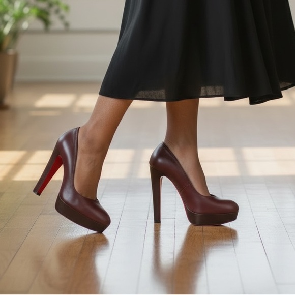 Christian Louboutin Shoes - Christian Louboutin Leather Bibi Platform Pumps Bordeaux size 41.5